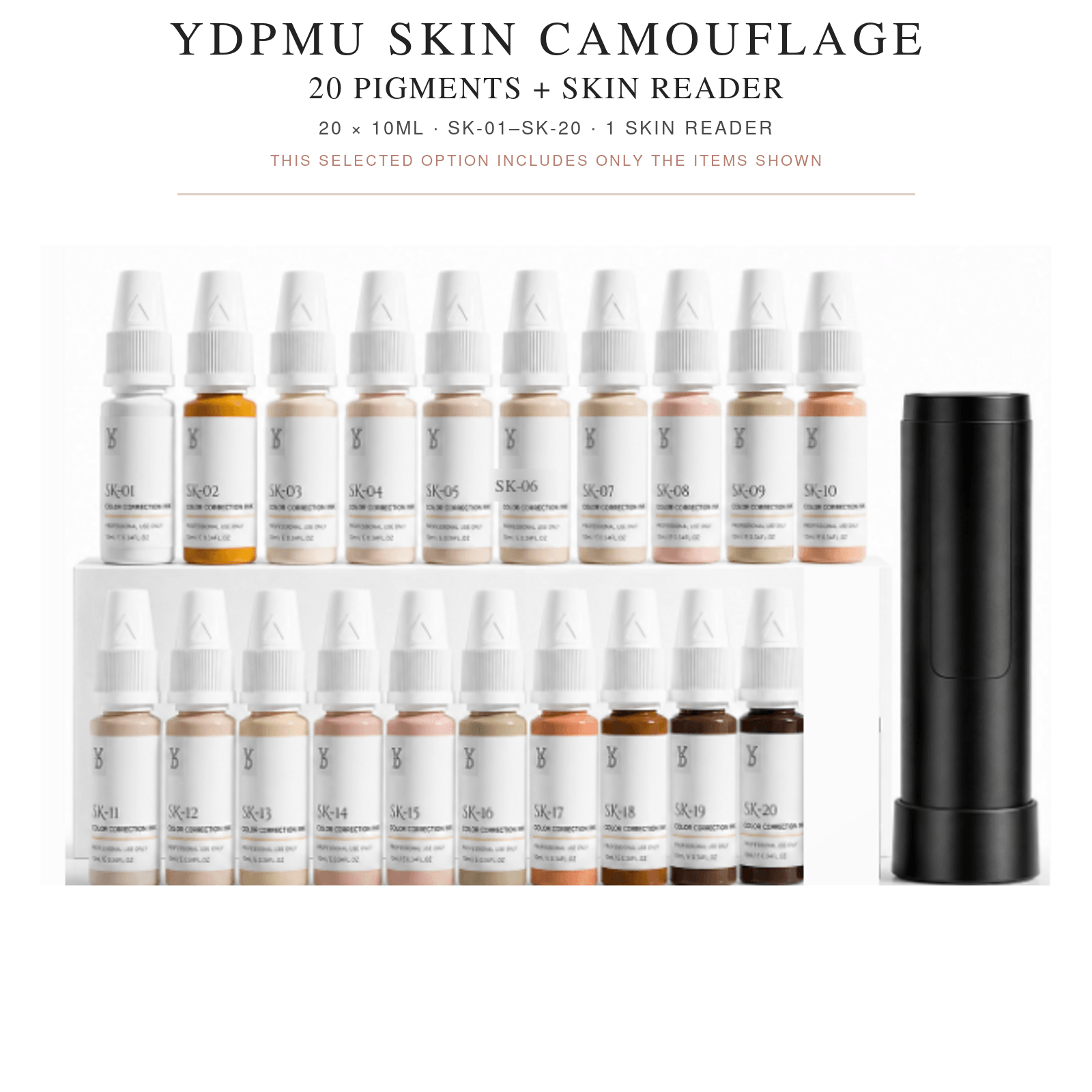 YDPMU Skin Camouflage Kit with 20 10ml SK pigments and one Skin Reader