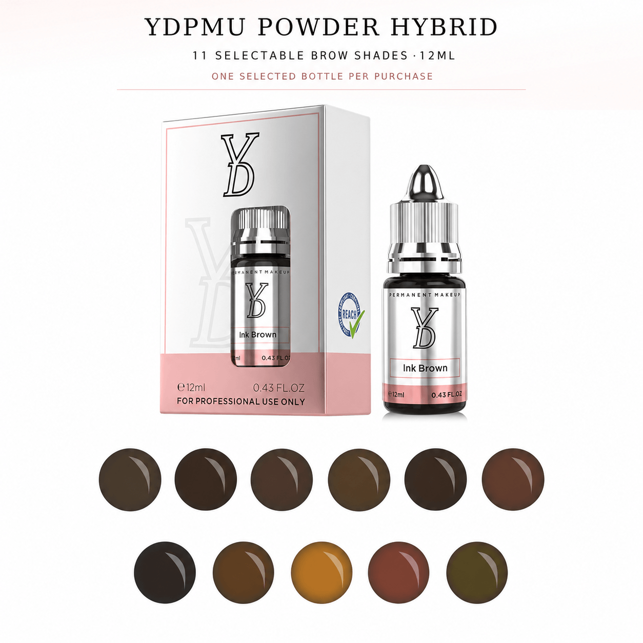 YDPMU Powder Hybrid brow pigments with 11 selectable 12ml shades