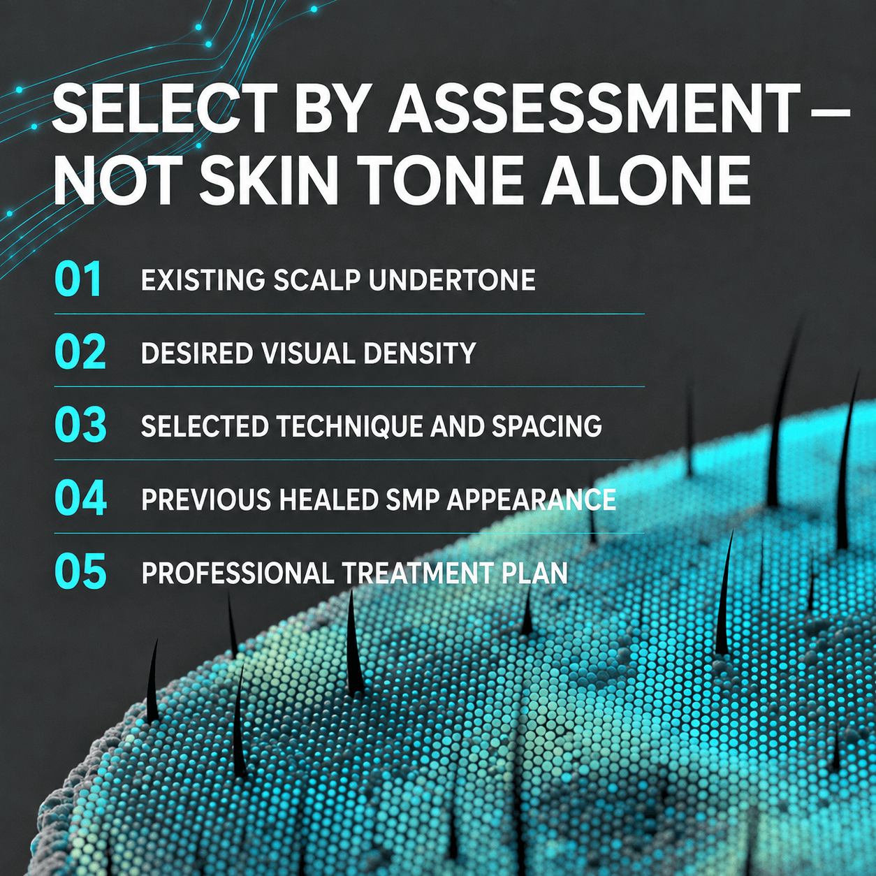 Professional SMP formula selection assessment factors for scalp micropigmentation artists