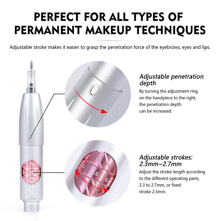 YDPMU Blink 1.0 Pro Eyebrow Machine Silver Set with 2.3-2.7mm Adjustable Stroke