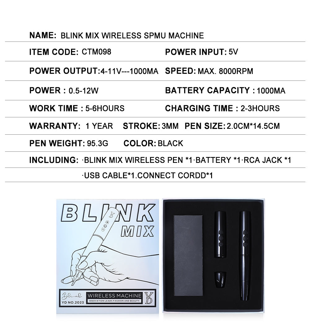 YDPMU Blink Mix Wireless Permanent Makeup Machine Professional Bundle